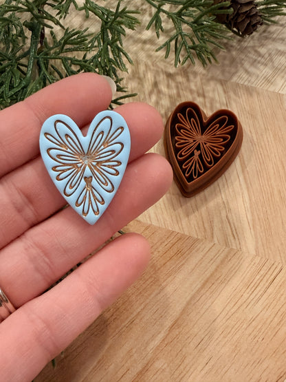 CENTER BURST HEART CLAY CUTTER | VALENTINES HOLIDAY | POLYMER CLAY CUTTER
