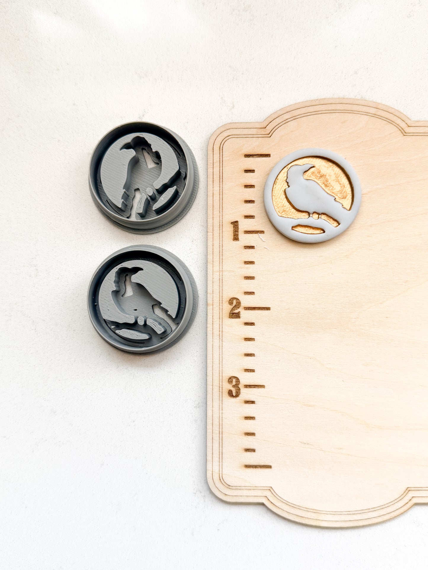 CROW SILOUETTE ROUND | POE.MS | EDGAR ALLEN POE INSPIRED | POLYMER CLAY CUTTERS