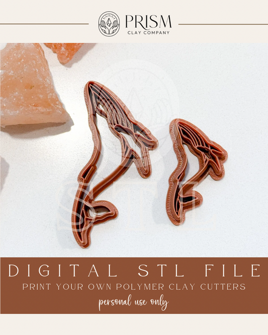 Humpback Whale STL File | 2 Sizes | Digital Instant Download | 3D Printing STL File | Polymer Clay Tool | Polymer Clay Cutter STL File