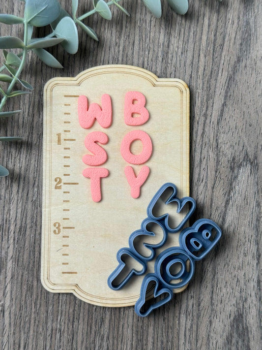 WST BOY Puffy Letters | Country Western Clay Cutters