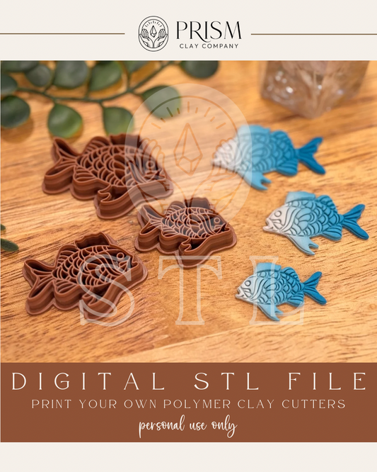 Detailed Fish STL File | 3 Sizes | Digital Instant Download | 3D Printing STL File | Polymer Clay Tool | Polymer Clay Cutter STL File