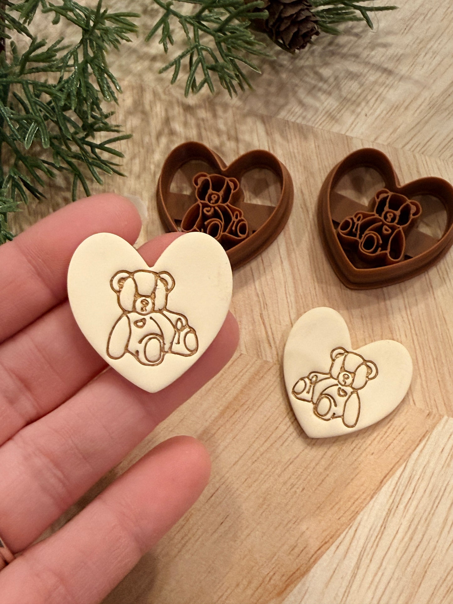 TEDDY BEAR & HEART CLAY CUTTER SET | VALENTINES HOLIDAY | POLYMER CLAY CUTTER