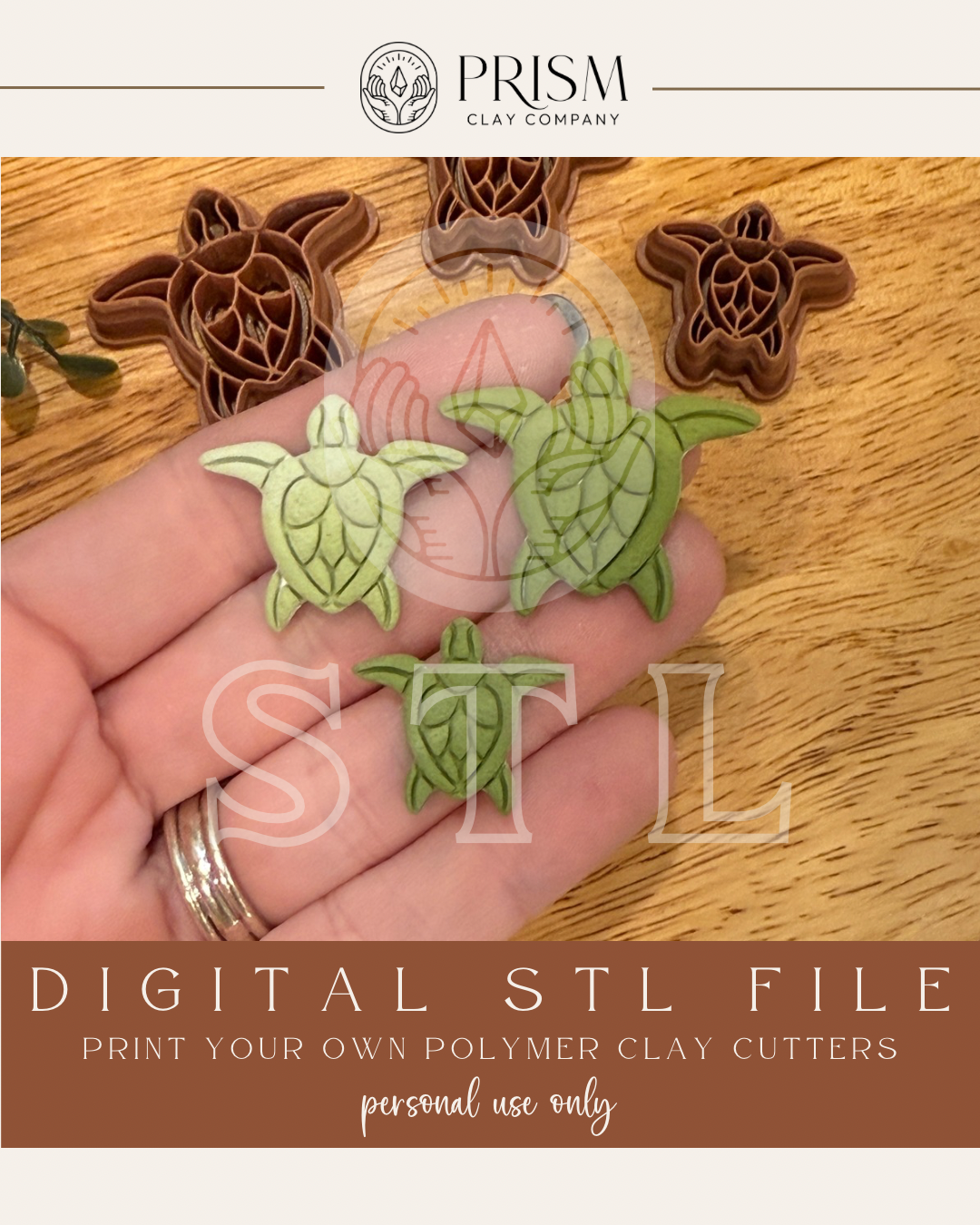 Sea Turtle STL File | 3 Sizes | Digital Instant Download | 3D Printing STL File | Polymer Clay Tool | Polymer Clay Cutter STL File