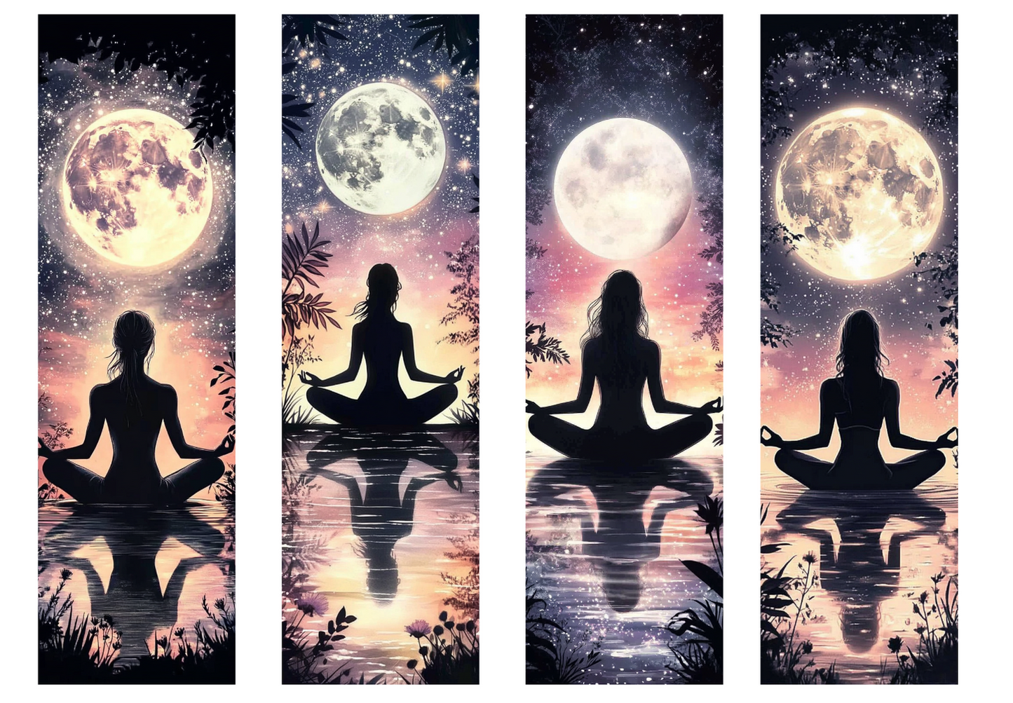 BOOK070 YOGA NIGHTS | Bookmark Set of 4 | BOOKMARK TRANSFER PAPER