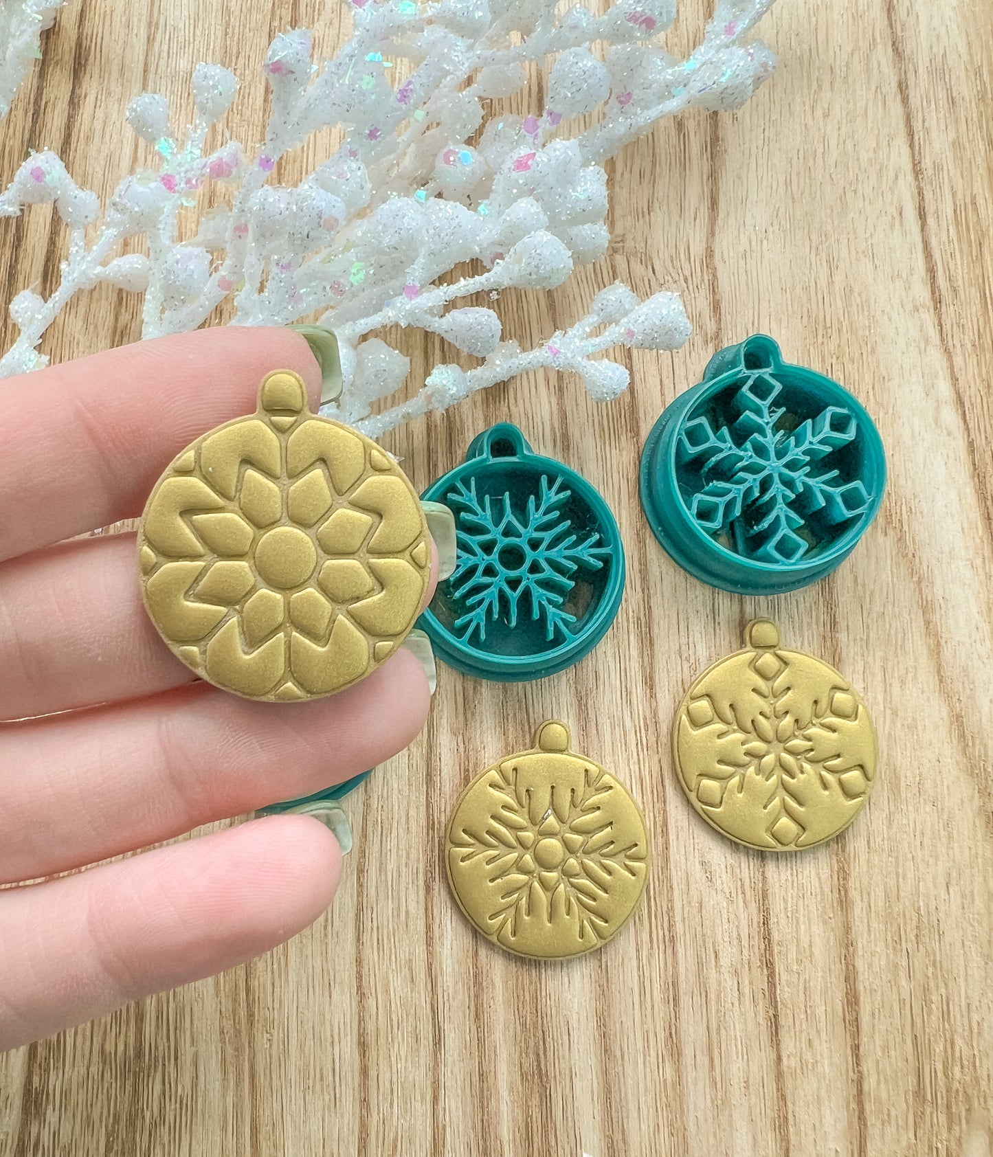 Three Round Ornament Set Clay Cutters | Snowflake Ornaments