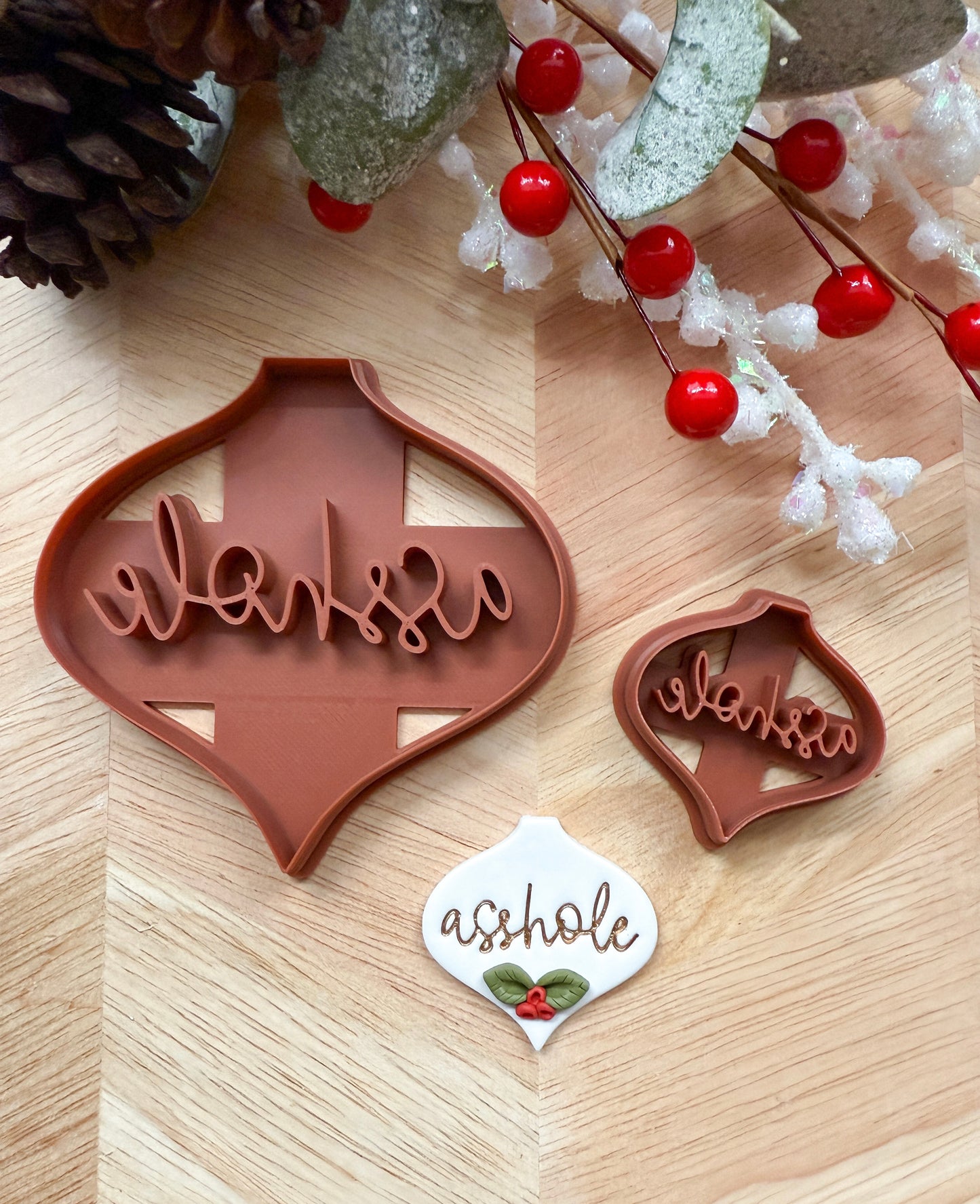 ASSHOLE ORNAMENT & EARRING | INAPPROPRIATE CUSS WORD | CLAY CUTTER