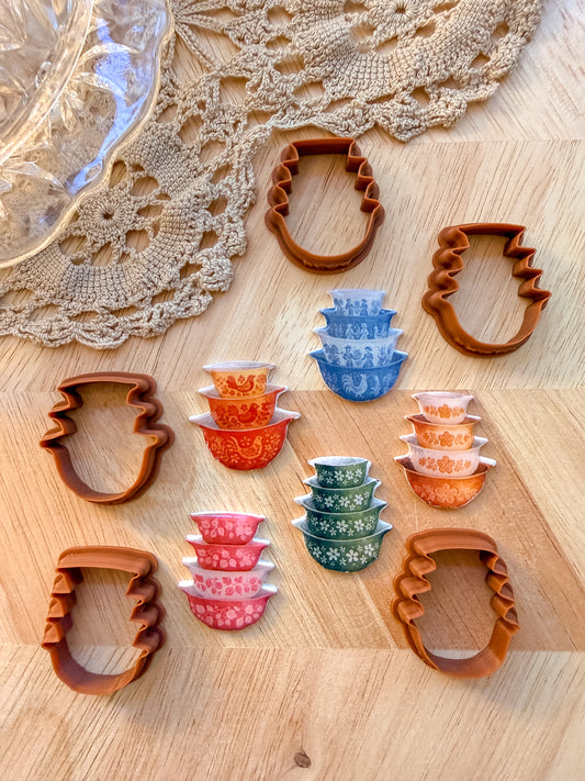 PYREX BOWL STACKS TRANSFER PAPER & CUTTER | TRANSFER PAPER | CLAY CUTTER