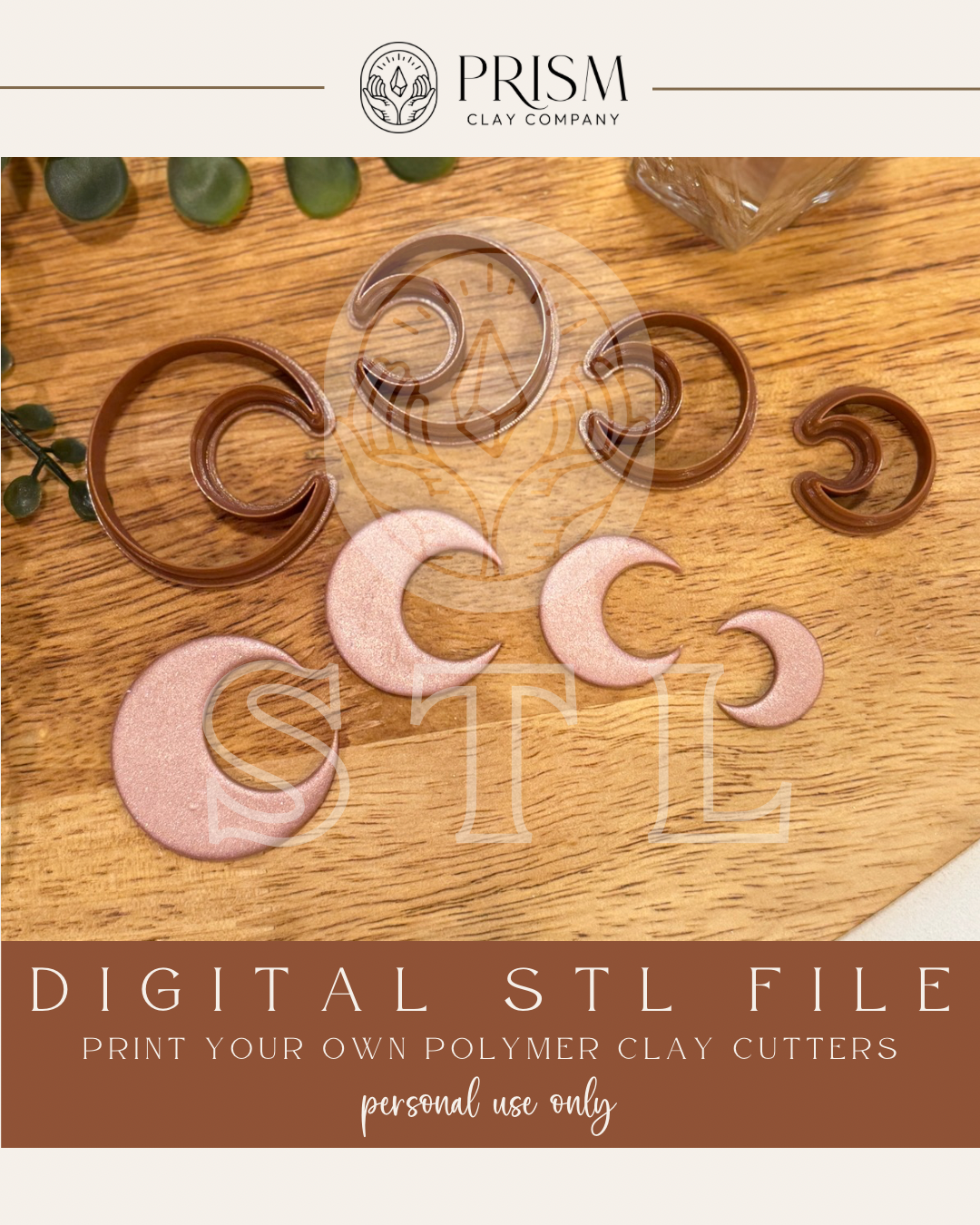Moon STL File | 4 Sizes | Digital Instant Download | 3D Printing STL File | Polymer Clay Tool | Polymer Clay Cutter STL File