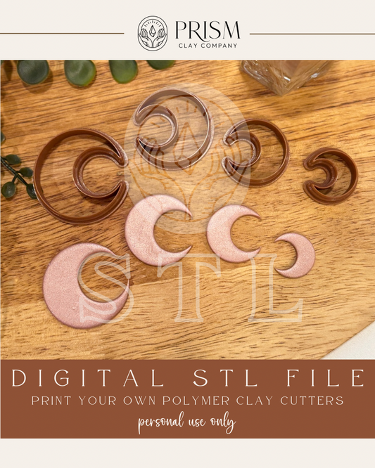 Moon STL File | 4 Sizes | Digital Instant Download | 3D Printing STL File | Polymer Clay Tool | Polymer Clay Cutter STL File