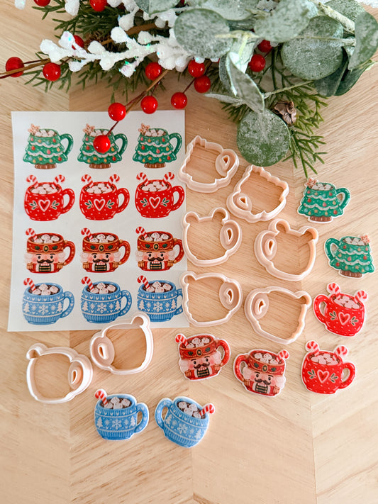 HOT COCO MUG BIG BUNDLE TRANSFER PAPER CUTTER BUNDLE | CLAY CUTTERS & TRANSFER PAPER FOR POLYMER CLAY