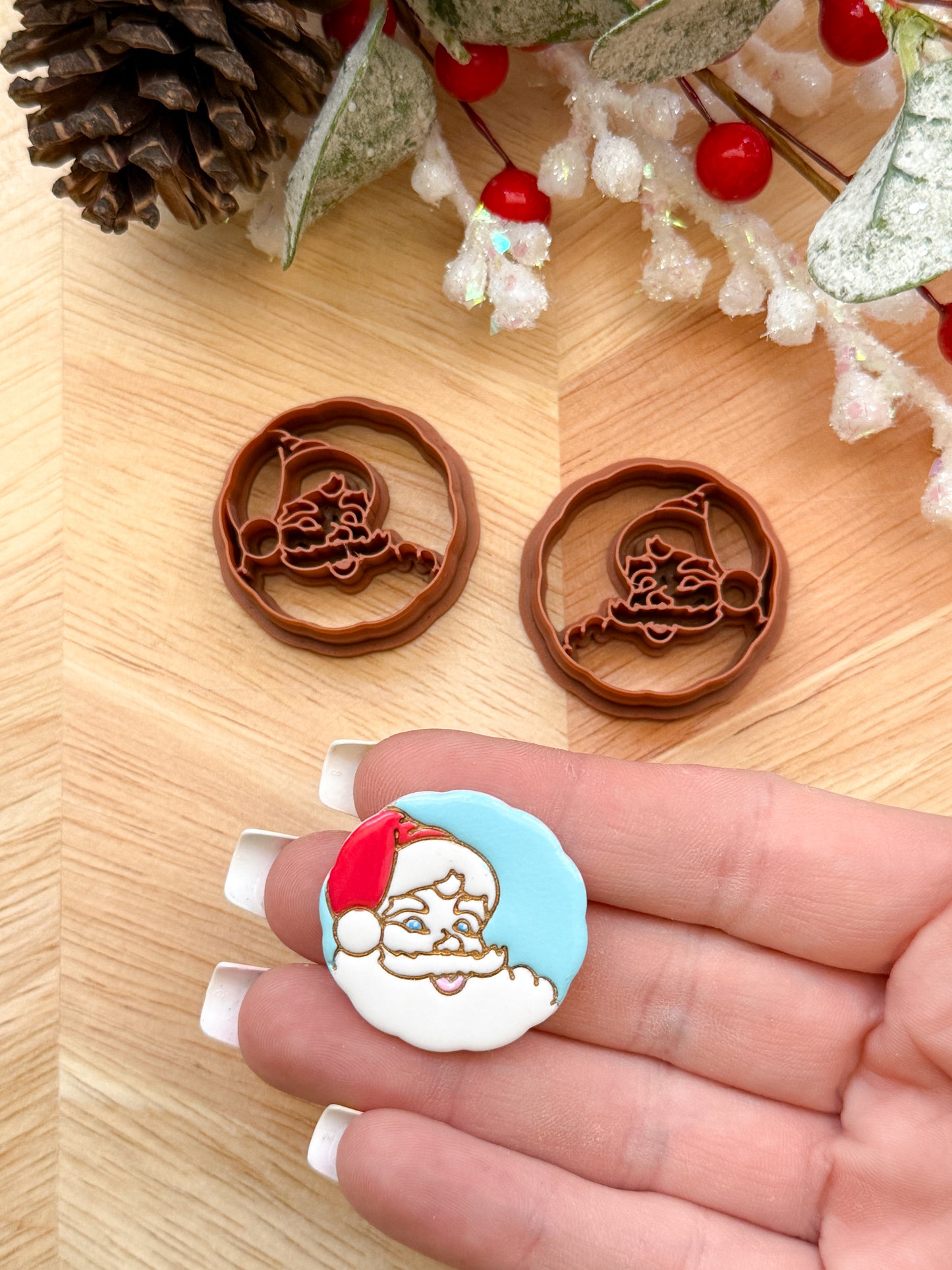 SANTA FACE MEDALLIAN | CHRISTMAS HOLIDAY | CLAY CUTTER