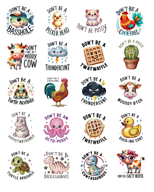TILE 19 ADULT HUMOR TRANSFER PAPER SET | TRANSFER PAPER & CLAY CUTTER