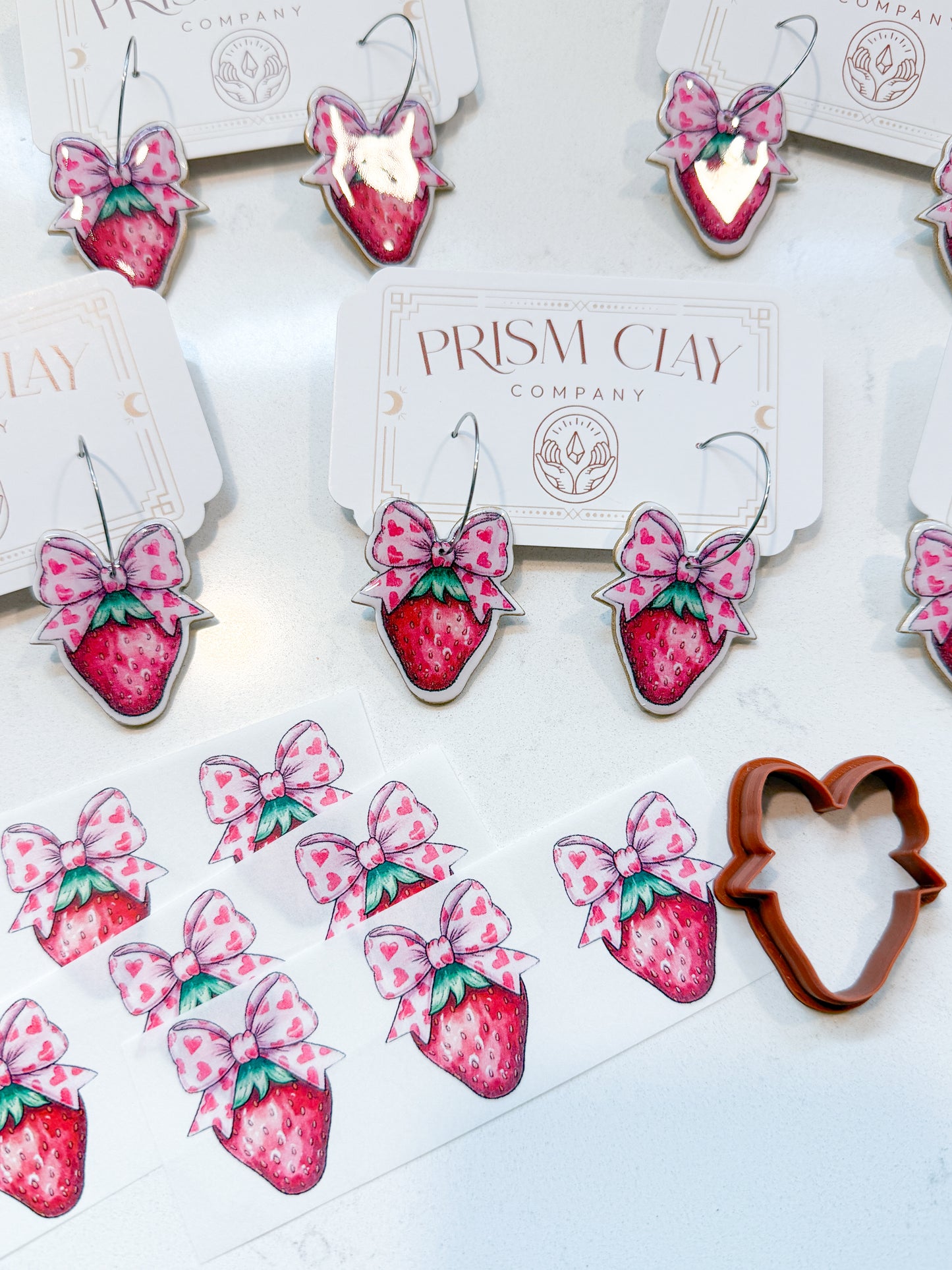 STRAWBERRY TOP BOW TRANSFER PAPER & CUTTER | PCC SET 005 | TRANSFER PAPER | CLAY CUTTER