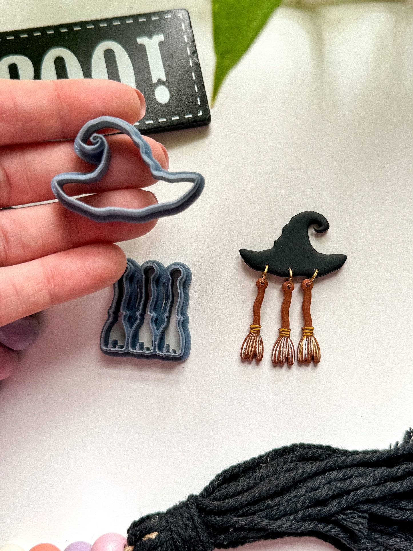 WITCH HAT BROOM DANGLES | HALLOWEEN | CLAY CUTTERS