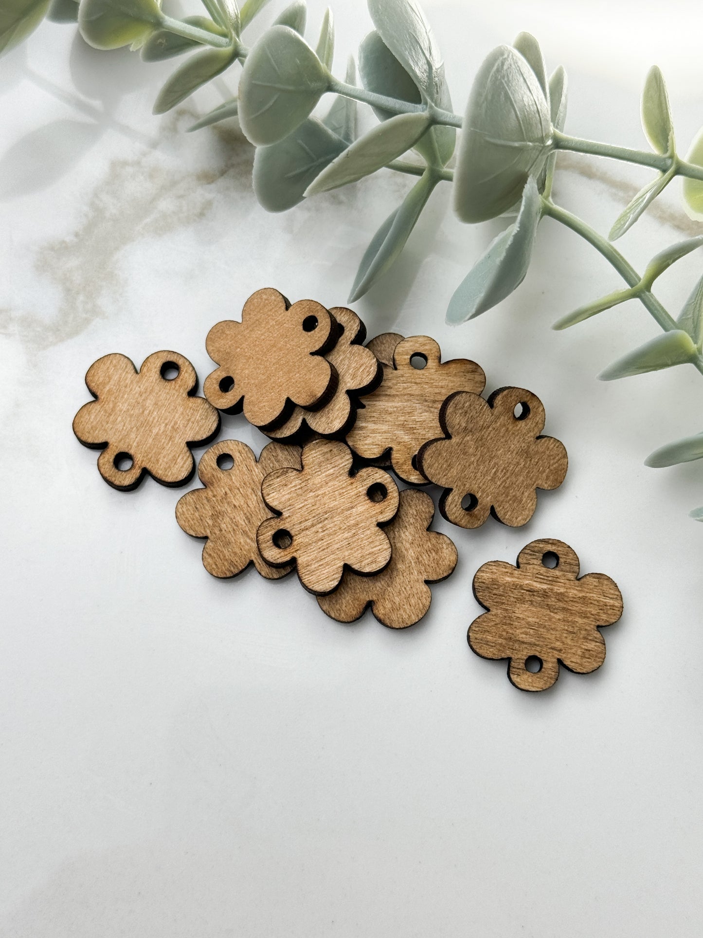 LARGE FLOWER WOOD STUD FRONT, CONNECTOR, CHARM PACK | 10PC