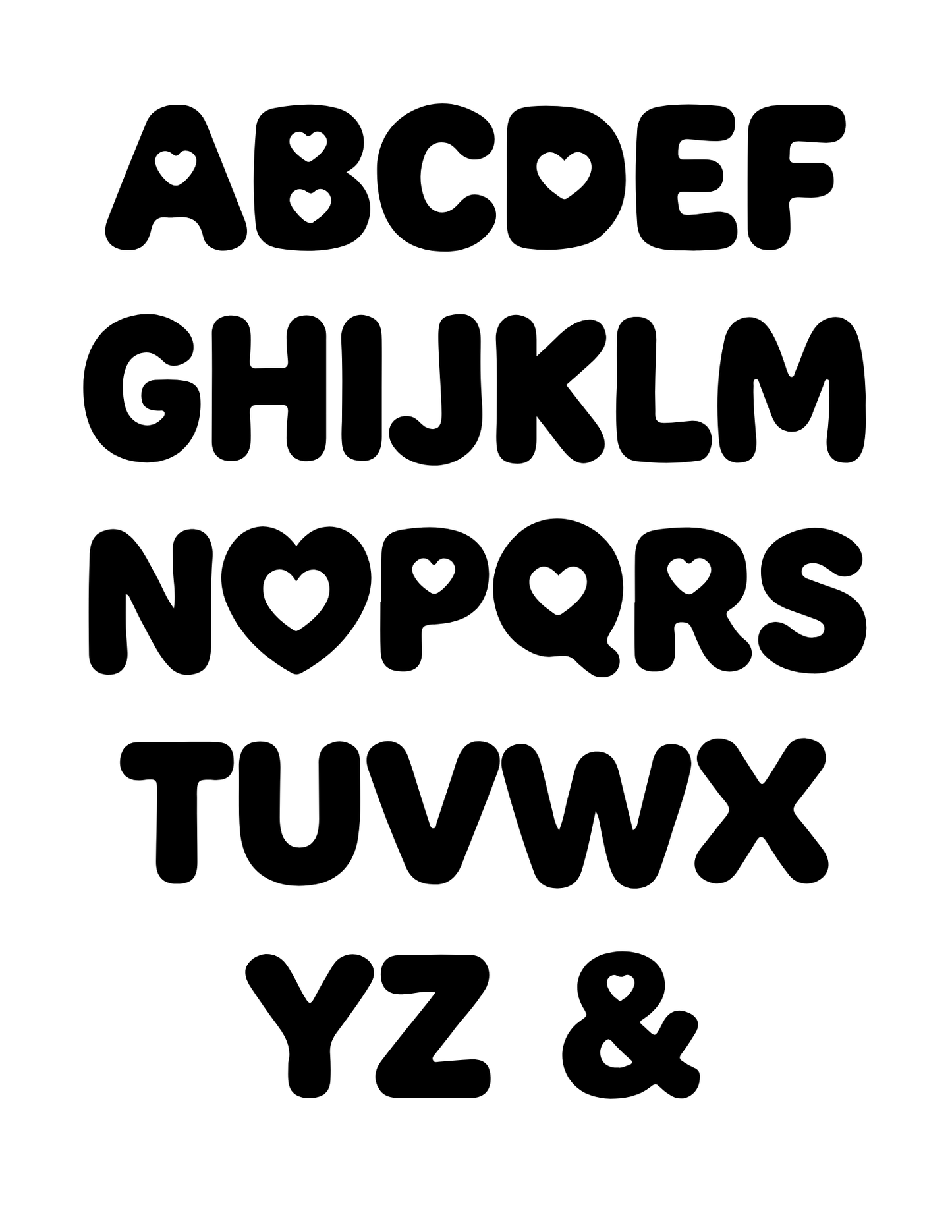 LARGE HEART BUBBLE LETTERS | ALPHABET | POLYMER CLAY CUTTERS
