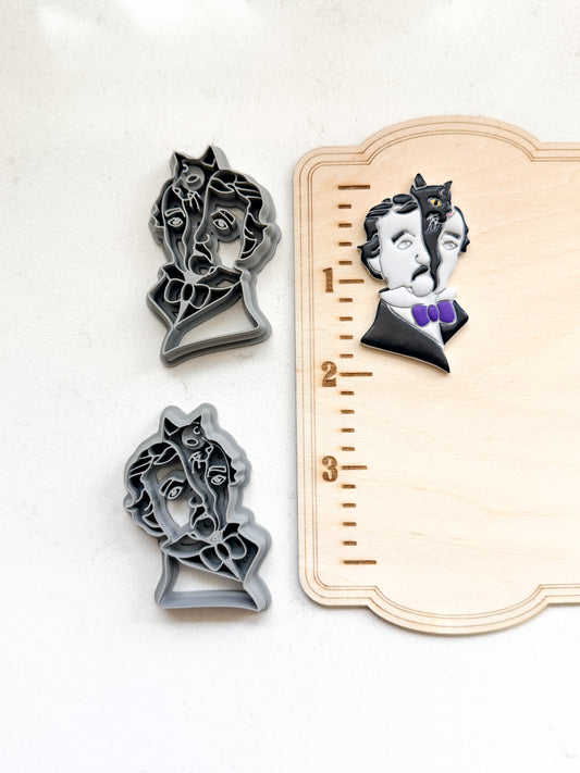 POE BLACK CAT BUST | POE.MS | EDGAR ALLEN POE INSPIRED | POLYMER CLAY CUTTERS