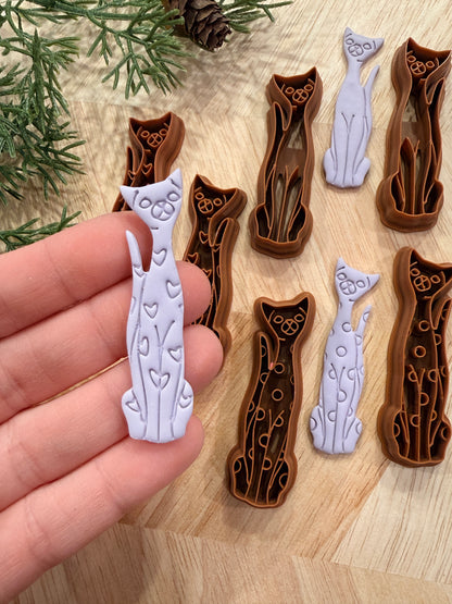 VINTAGE TALL CAT CLAY CUTTERS | VALENTINES HOLIDAY | POLYMER CLAY CUTTER