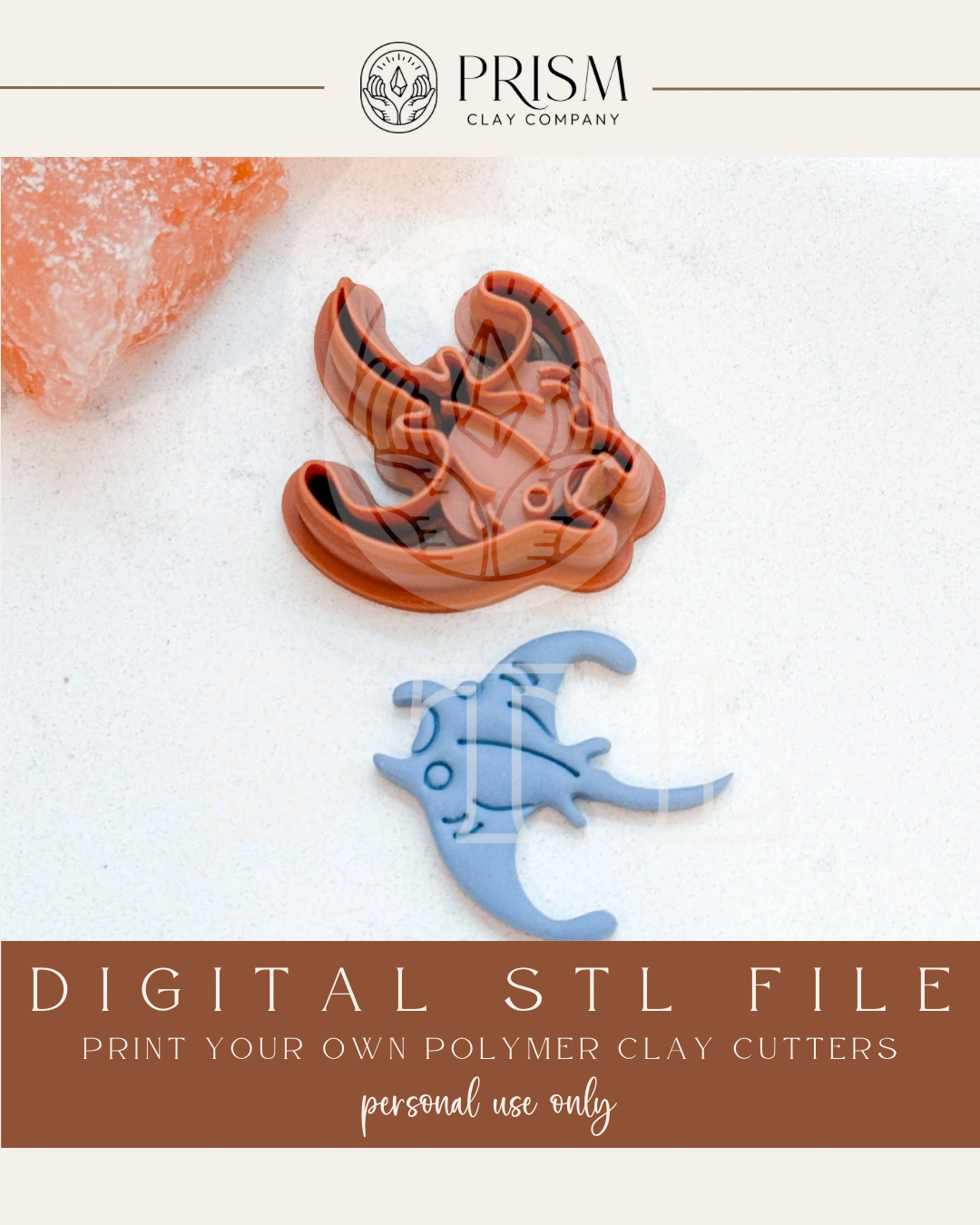 Manta Ray STL File | Digital Instant Download | 3D Printing STL File | Polymer Clay Tool | Polymer Clay Cutter STL File