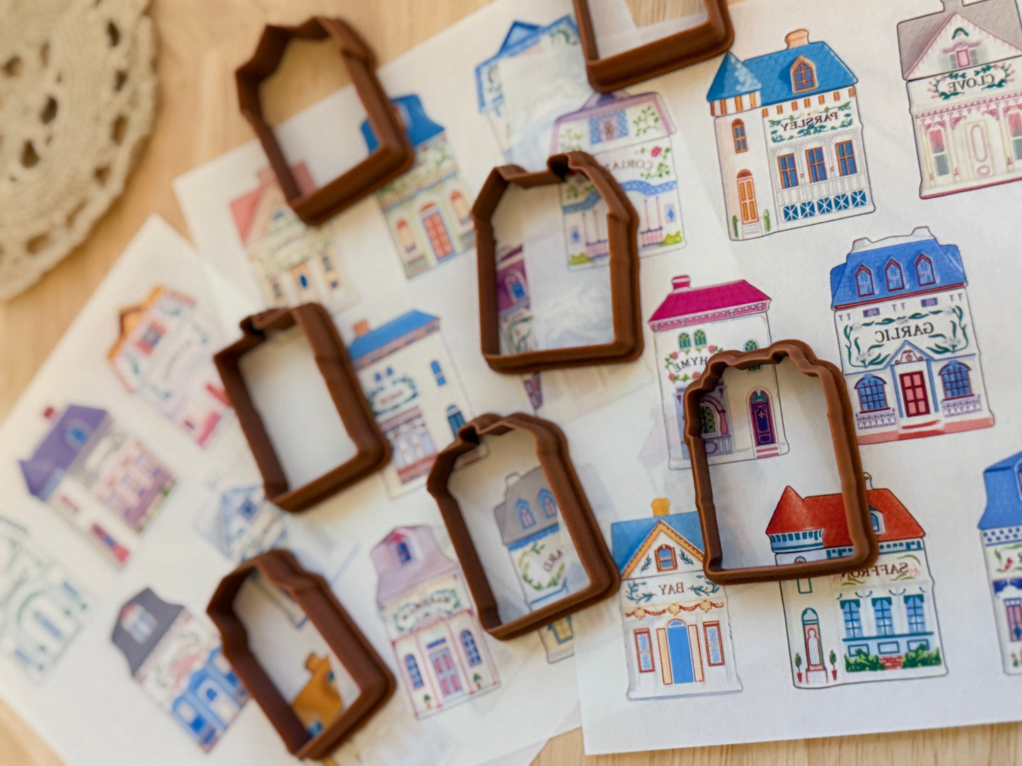 TRANSFERS & CUTTER COMBO FULLSIZE SPICE VILLAGE | VINTAGE KITCHEN NOSTALGIA | POLYMER CLAY CUTTERS