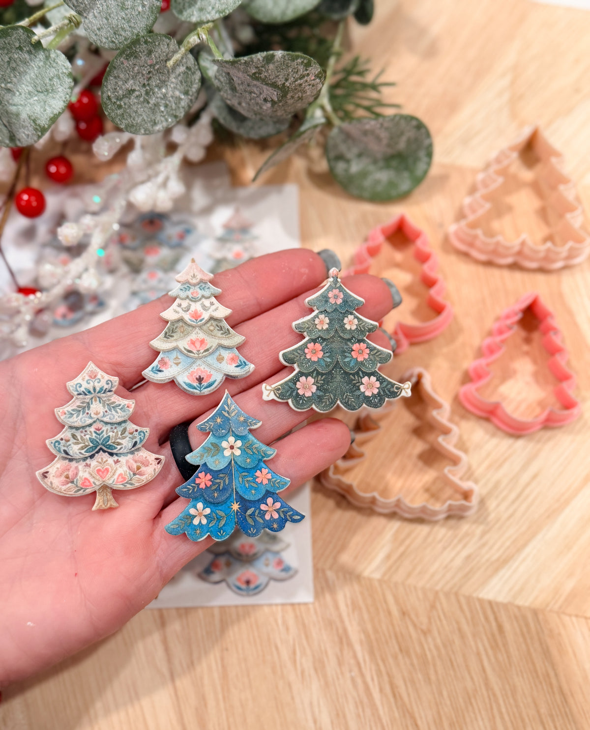 CHRISTMAS TREE EARRING TRANSFER PAPER CUTTER BUNDLE | CLAY CUTTER & TRANSFER PAPER FOR POLYMER CLAY