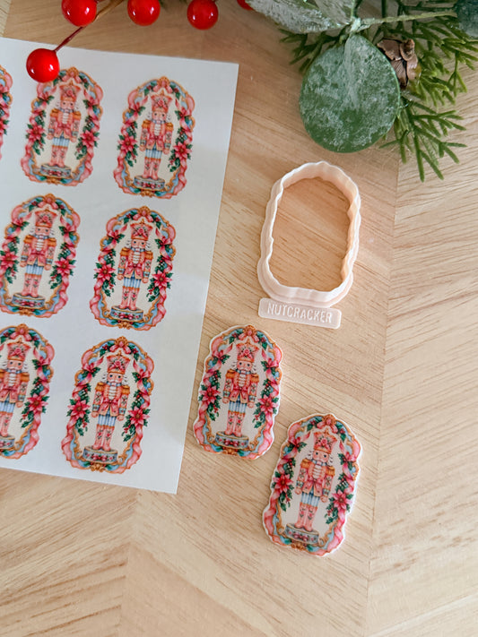 PINK NUTCRACKER EARRING TRANSFER PAPER CUTTER BUNDLE | CLAY CUTTER & TRANSFER PAPER FOR POLYMER CLAY