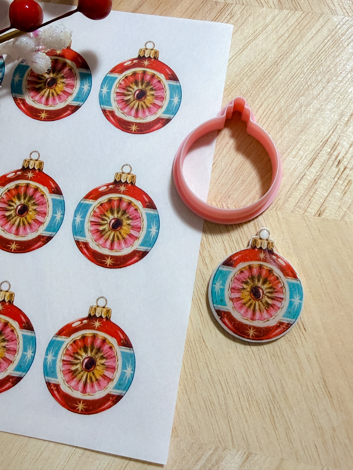 RETRO ROUND ORNAMENT HOLIDAY EARRING TRANSFER PAPER CUTTER BUNDLE | TRANSFER PAPER FOR POLYMER CLAY