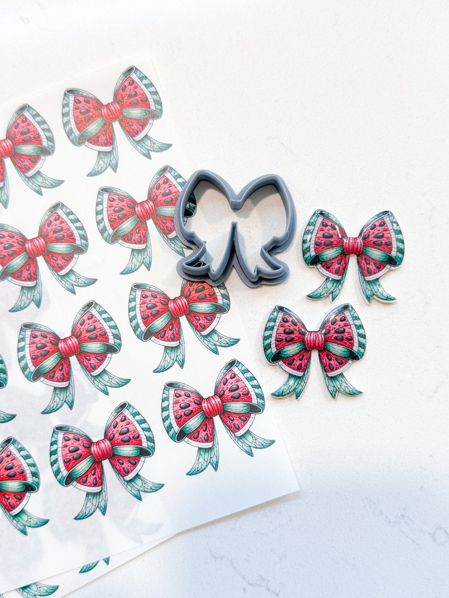 WATERMELON BOW TRANSFER PAPER & CUTTER | PCC SET 020 | TRANSFER PAPER | CLAY CUTTER
