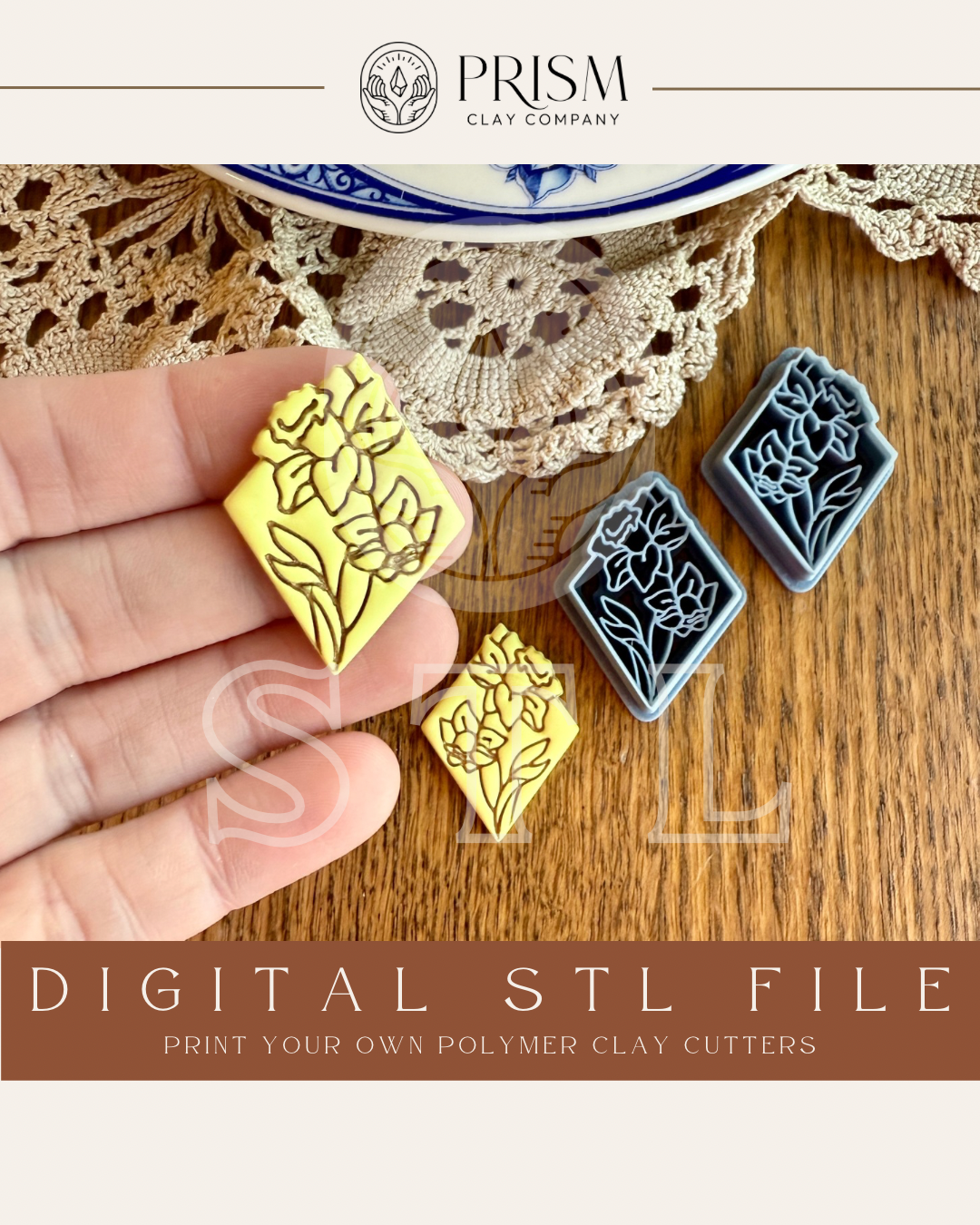 Daffodil Diamond STL | Polymer Clay Cutter STL file | Instant Download | 3D Printing STL File | Polymer Clay Tool | Clay Cutter Stl File
