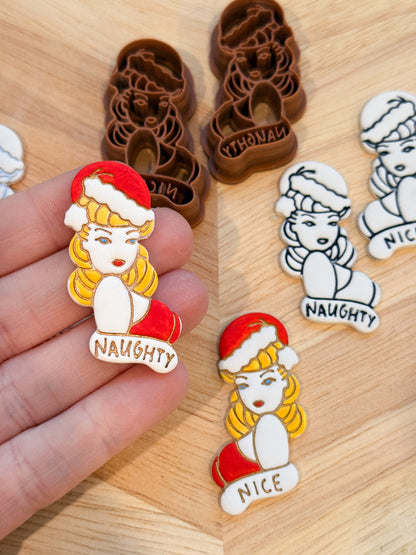 NAUGHTY NICE PIN UP SET | CHRISTMAS HOLIDAY | CLAY CUTTER