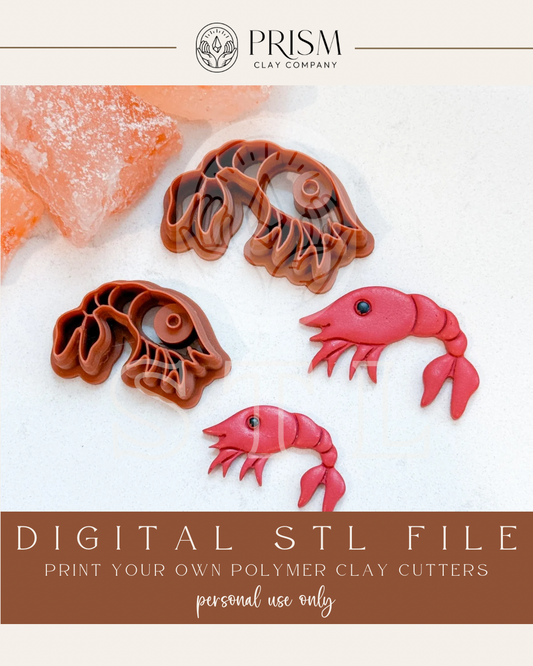 Crawfish STL File | 2 Sizes | Digital Instant Download | 3D Printing STL File | Polymer Clay Tool | Polymer Clay Cutter STL File