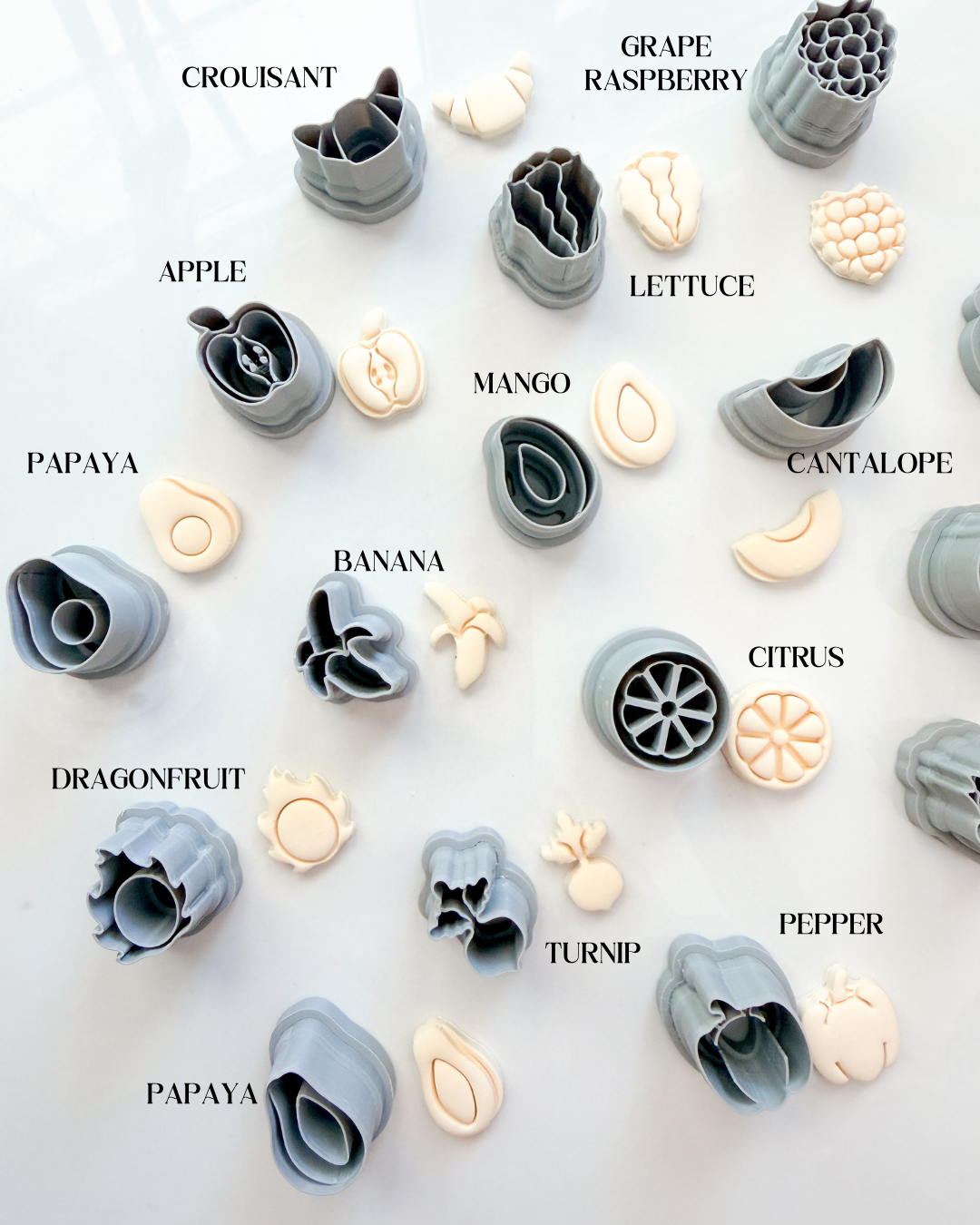 FRUIT & VEGGIES CHARM CUTTERS | CLAY CUTTERS | POLYMER CLAY CUTTERS