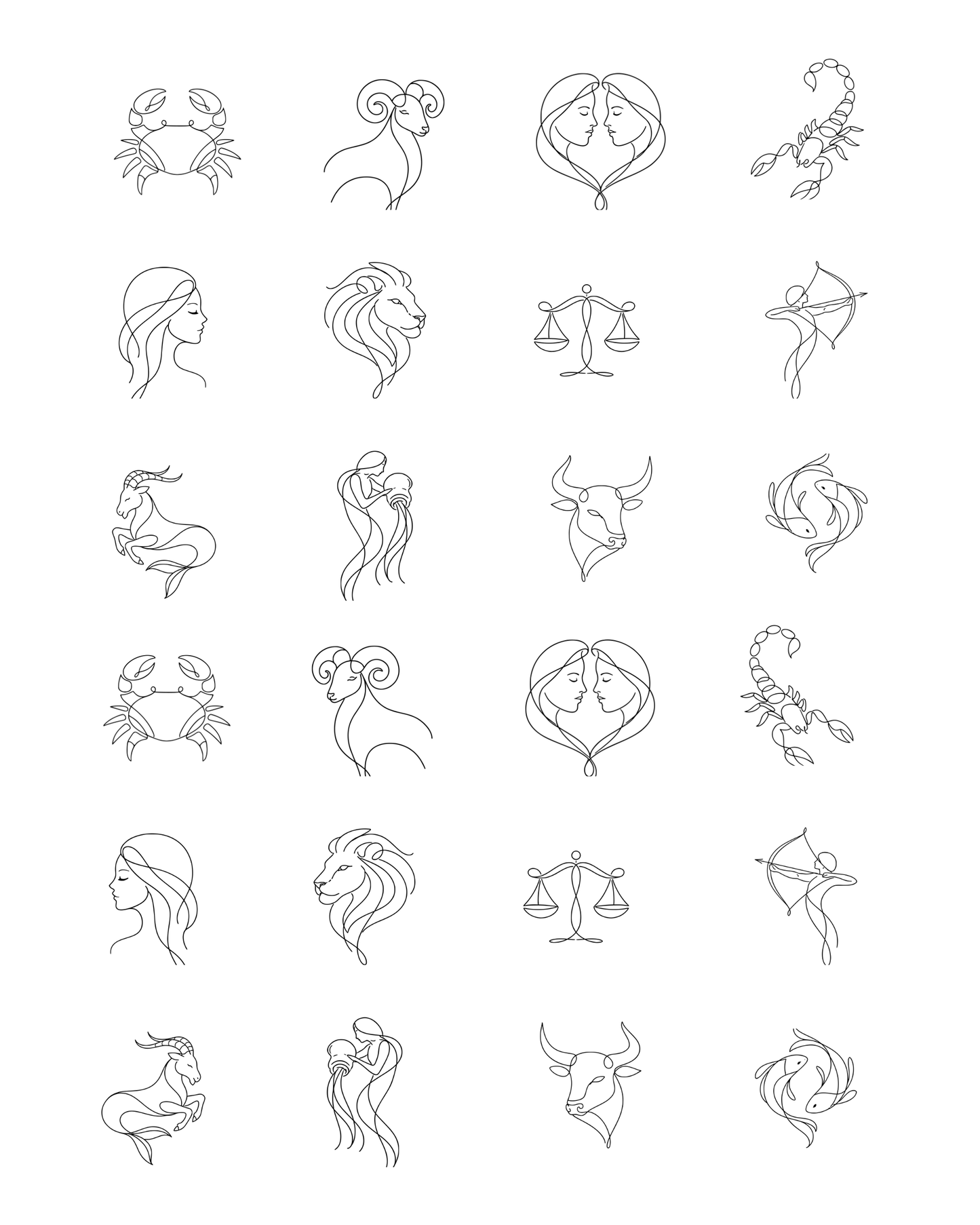 PCC 2170 ZODIAC LINE DRAWINGS Transfer Paper | THE CHARM BAR