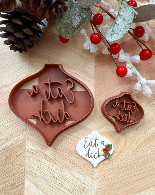 EAT A DICK ORNAMENT & EARRING | INAPPROPRIATE CUSS WORD | CLAY CUTTER