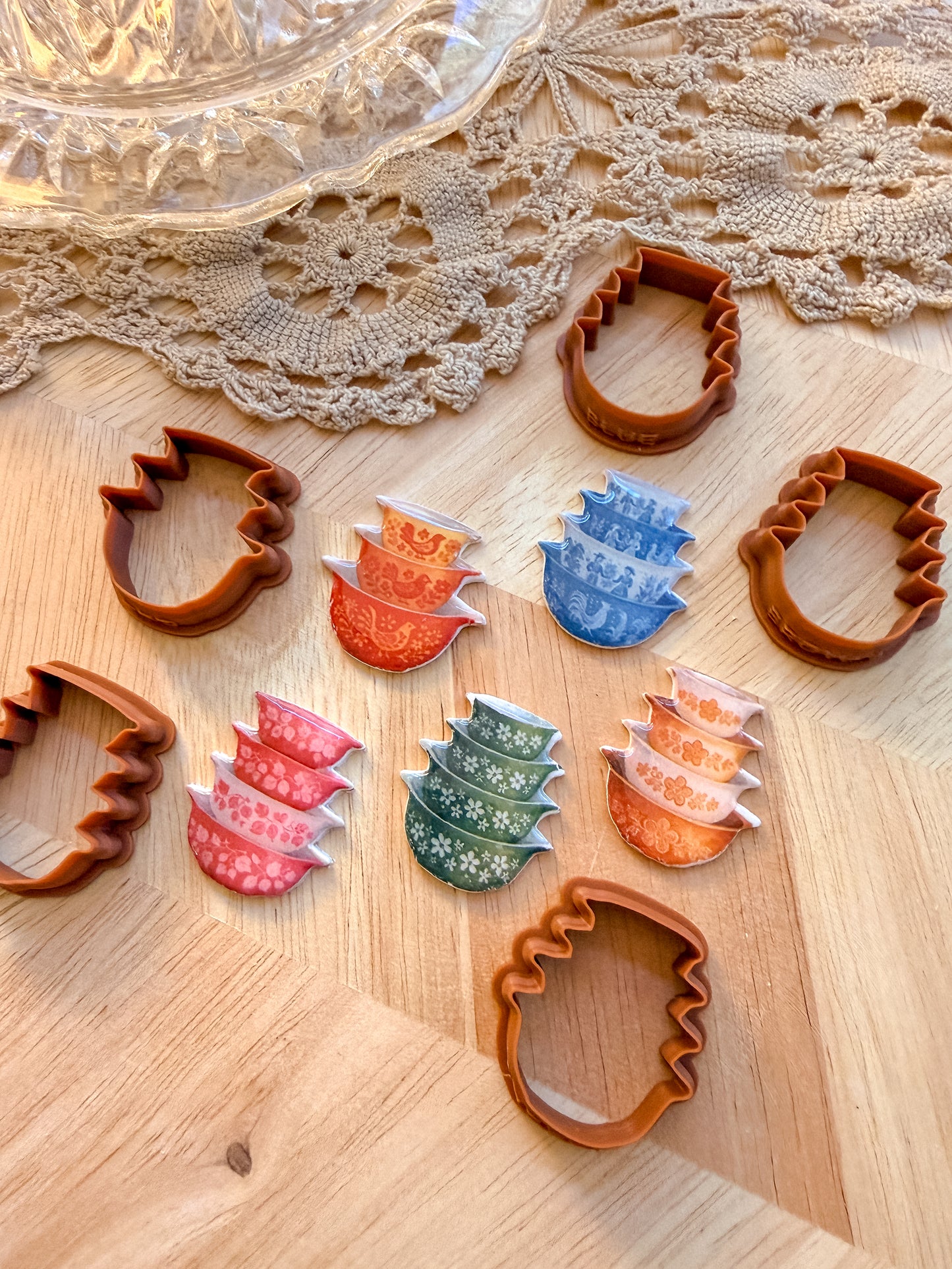 PYREX BOWL STACKS TRANSFER PAPER & CUTTER | TRANSFER PAPER | CLAY CUTTER