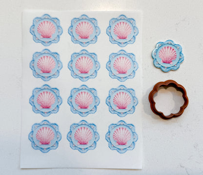BLUE SCALLOP SHELL TRANSFER PAPER & CUTTER | PCC SET 012 | TRANSFER PAPER | CLAY CUTTER