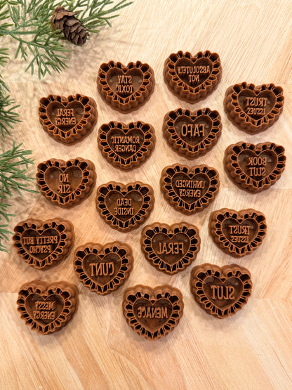 ANTI-VALENTINE & INAPPROPRIATE RUFFLED HEARTS CLAY CUTTER | VALENTINES HOLIDAY | POLYMER CLAY CUTTER