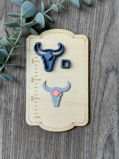 Bull Skull Diamond | Faux Turquoise | Country Western Clay Cutters