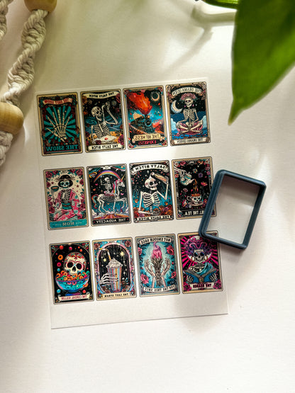 PCC 139 Transfer Paper | DARK FUNNY SKELETON TAROT CARDS | HALLOWEEN