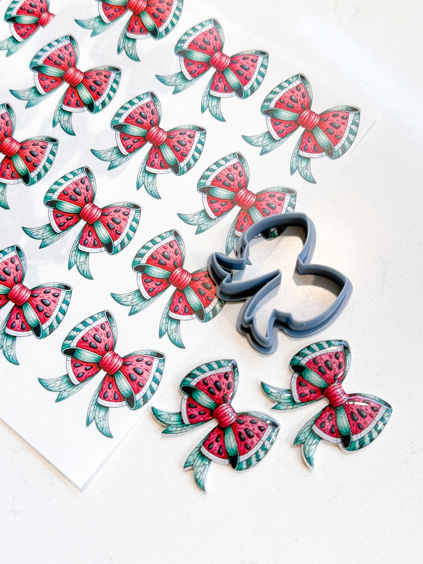 WATERMELON BOW TRANSFER PAPER & CUTTER | PCC SET 020 | TRANSFER PAPER | CLAY CUTTER