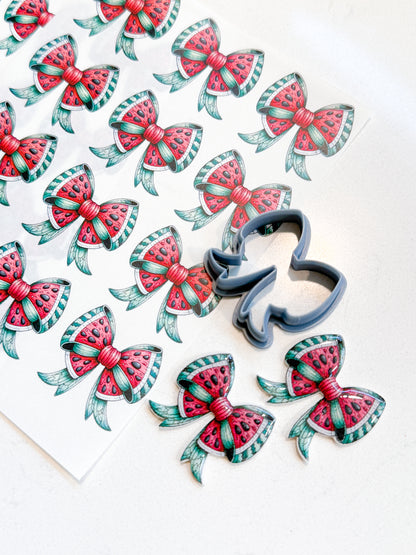 WATERMELON BOW TRANSFER PAPER & CUTTER | PCC SET 020 | TRANSFER PAPER | CLAY CUTTER