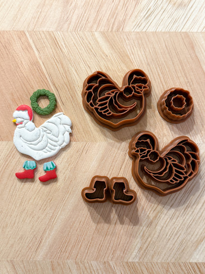 CHICKEN SANTA WREATH BOOTS SET | CHRISTMAS | CLAY CUTTERS