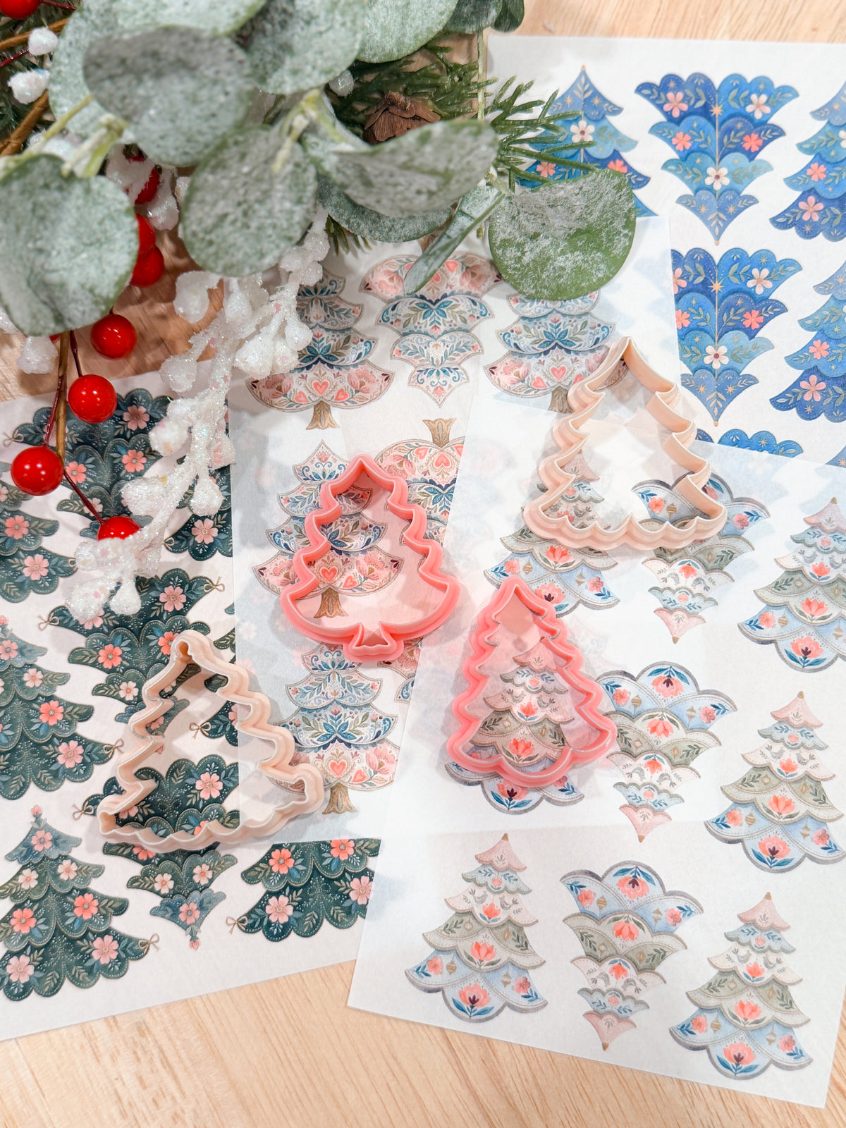 CHRISTMAS TREE EARRING TRANSFER PAPER CUTTER BUNDLE | CLAY CUTTER & TRANSFER PAPER FOR POLYMER CLAY