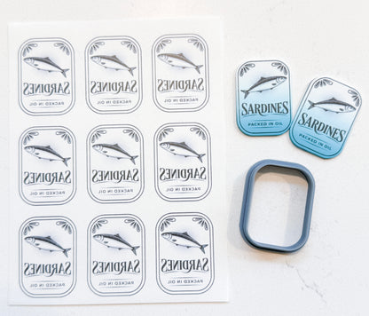 SARDINES IN OIL TRANSFER PAPER & CUTTER | PCC SET 015 | TRANSFER PAPER | CLAY CUTTER