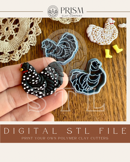 Chicken STL File | Digital Instant Download | 3D Printing STL File | Polymer Clay Tool | Polymer Clay Cutter STL File