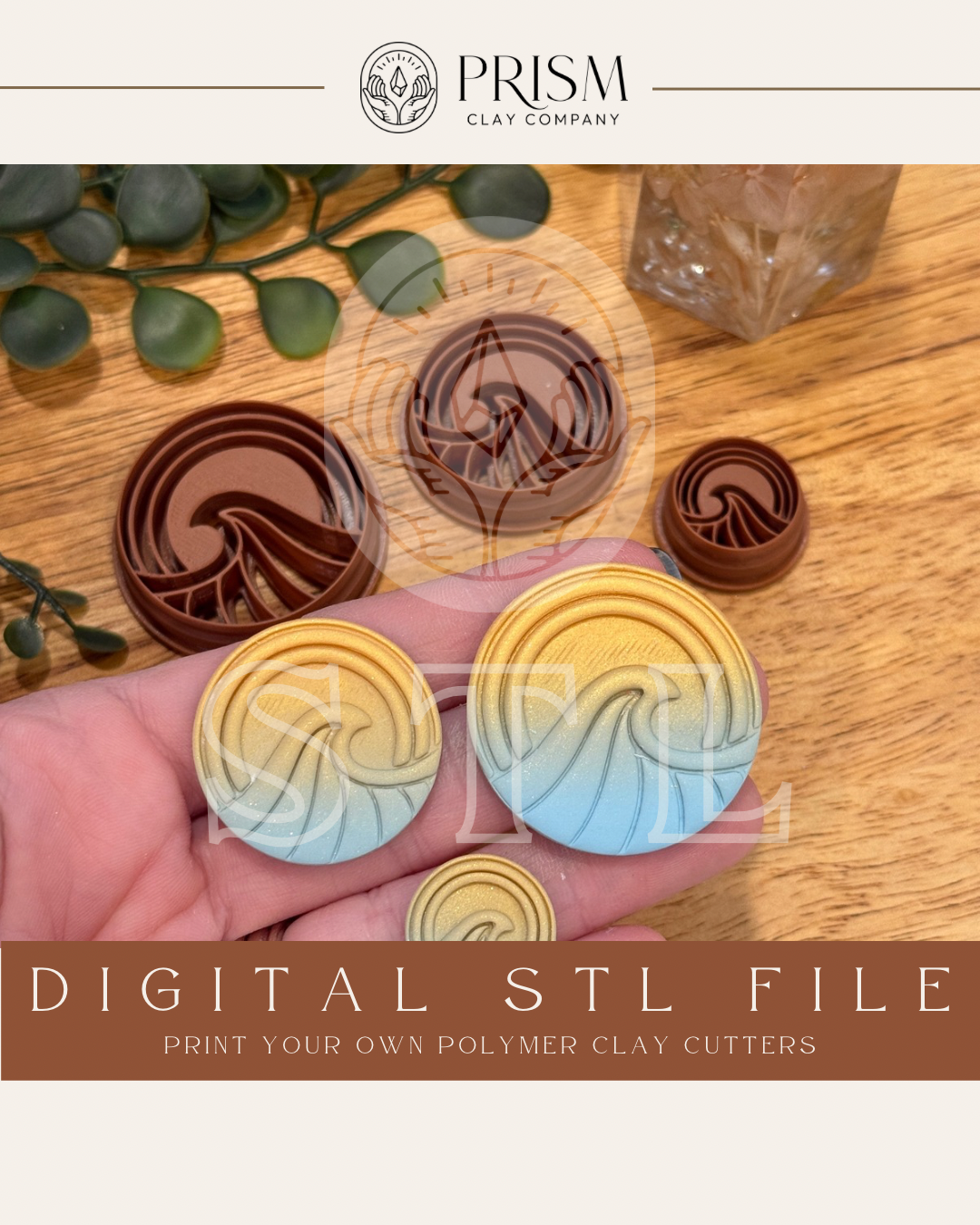 Rainbow Wave STL File | 3 Sizes | Digital Instant Download | 3D Printing STL File | Polymer Clay Tool | Polymer Clay Cutter STL File