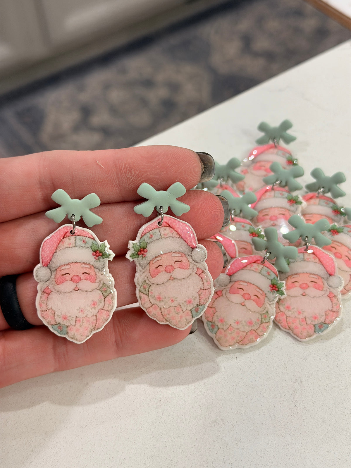QUILT SANTA EARRING TRANSFER PAPER CUTTER BUNDLE | CLAY CUTTER & TRANSFER PAPER FOR POLYMER CLAY