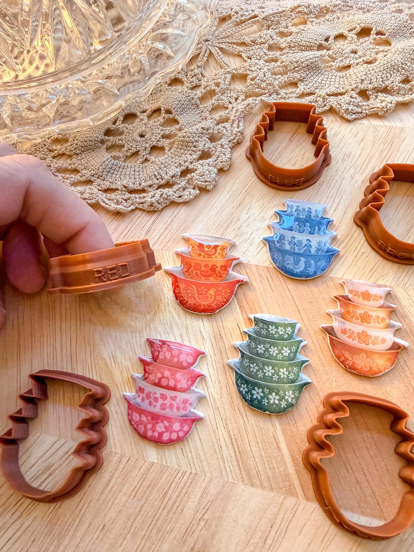 PYREX BOWL STACKS TRANSFER PAPER & CUTTER | TRANSFER PAPER | CLAY CUTTER