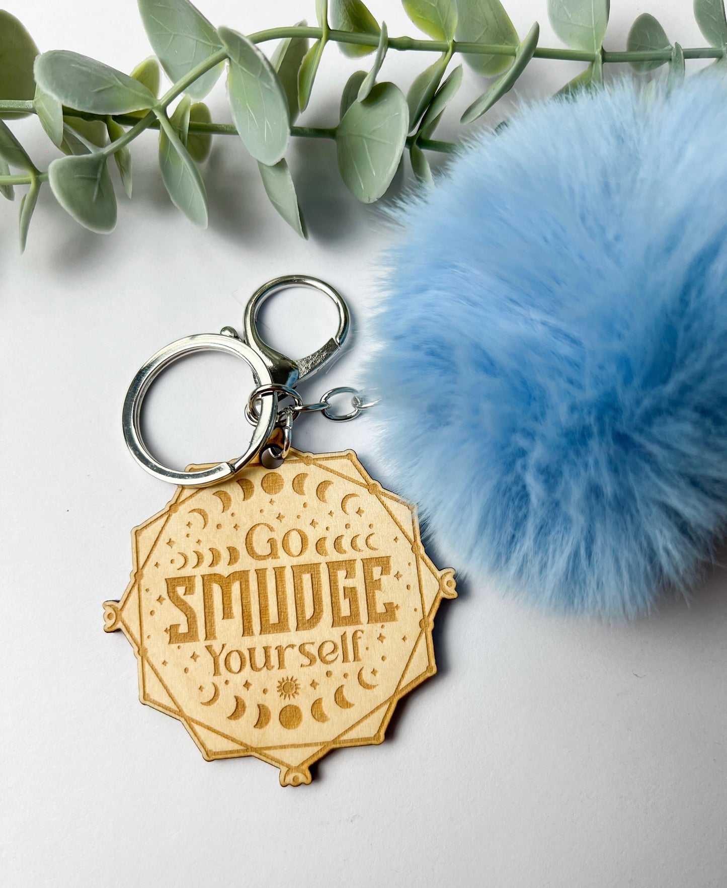 GO SMUDGE YOURSELF POMPOM KEYCHAIN | WOOD