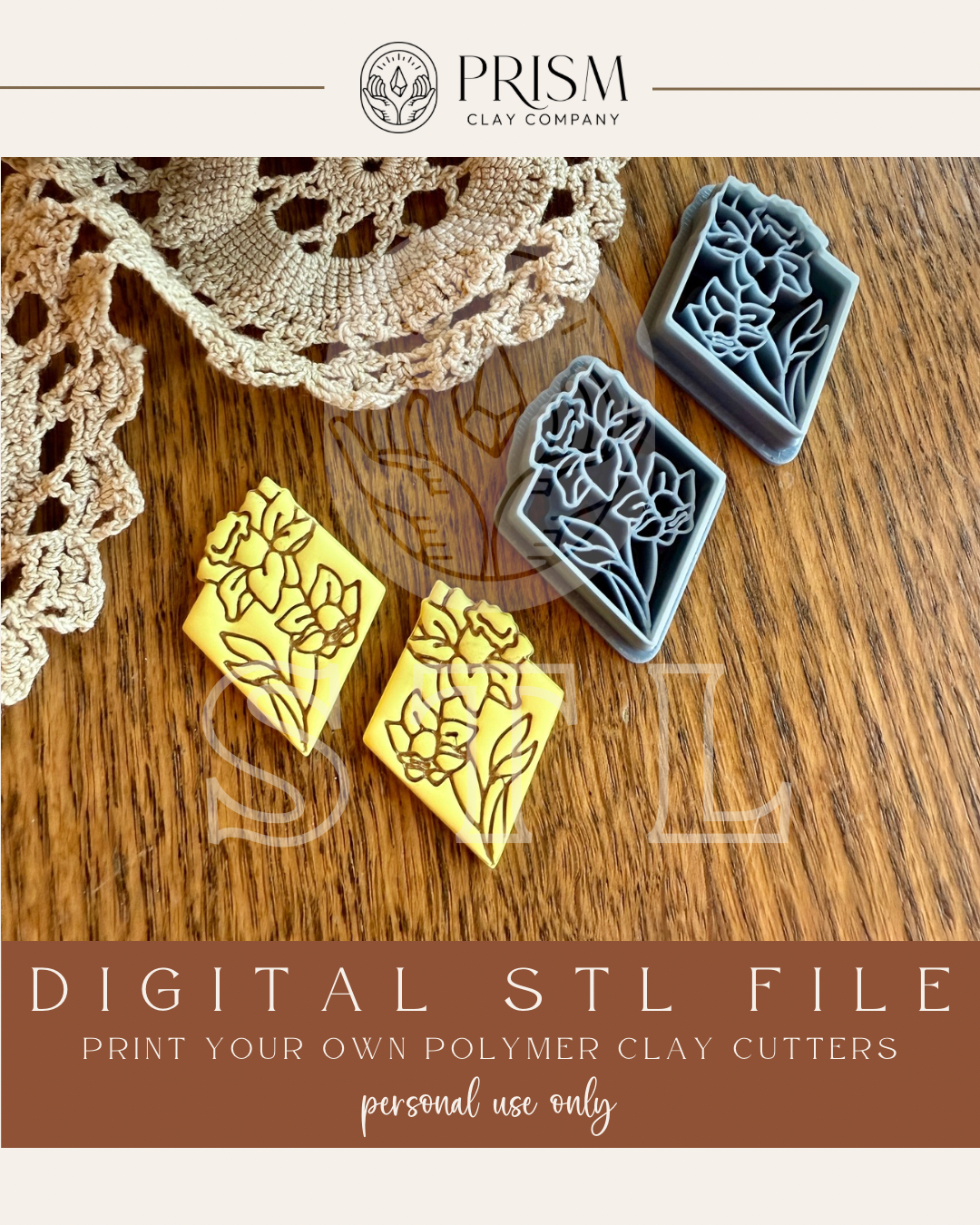 Daffodil Diamond STL | Polymer Clay Cutter STL file | Instant Download | 3D Printing STL File | Polymer Clay Tool | Clay Cutter Stl File